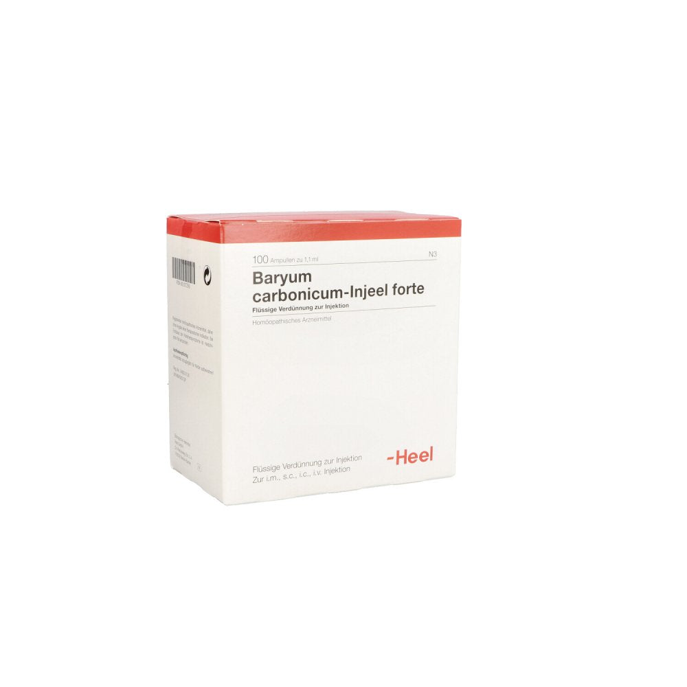 Das Produktfoto zeigt Baryum Carbonicum Injeel Forte Ampullen (100 stk) PZN 00107293