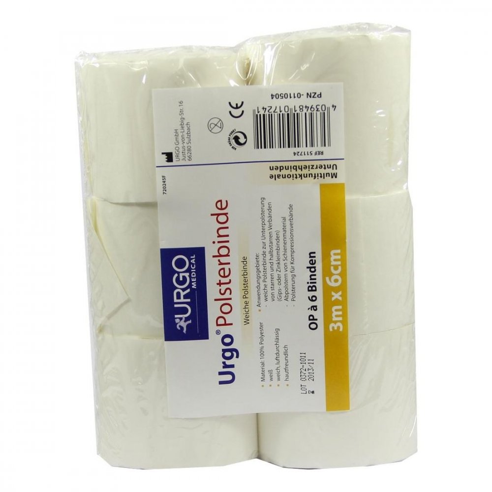 Das Produktfoto zeigt Urgo Polsterbinde 6 Cmx3 M (6 stk) PZN 00110504