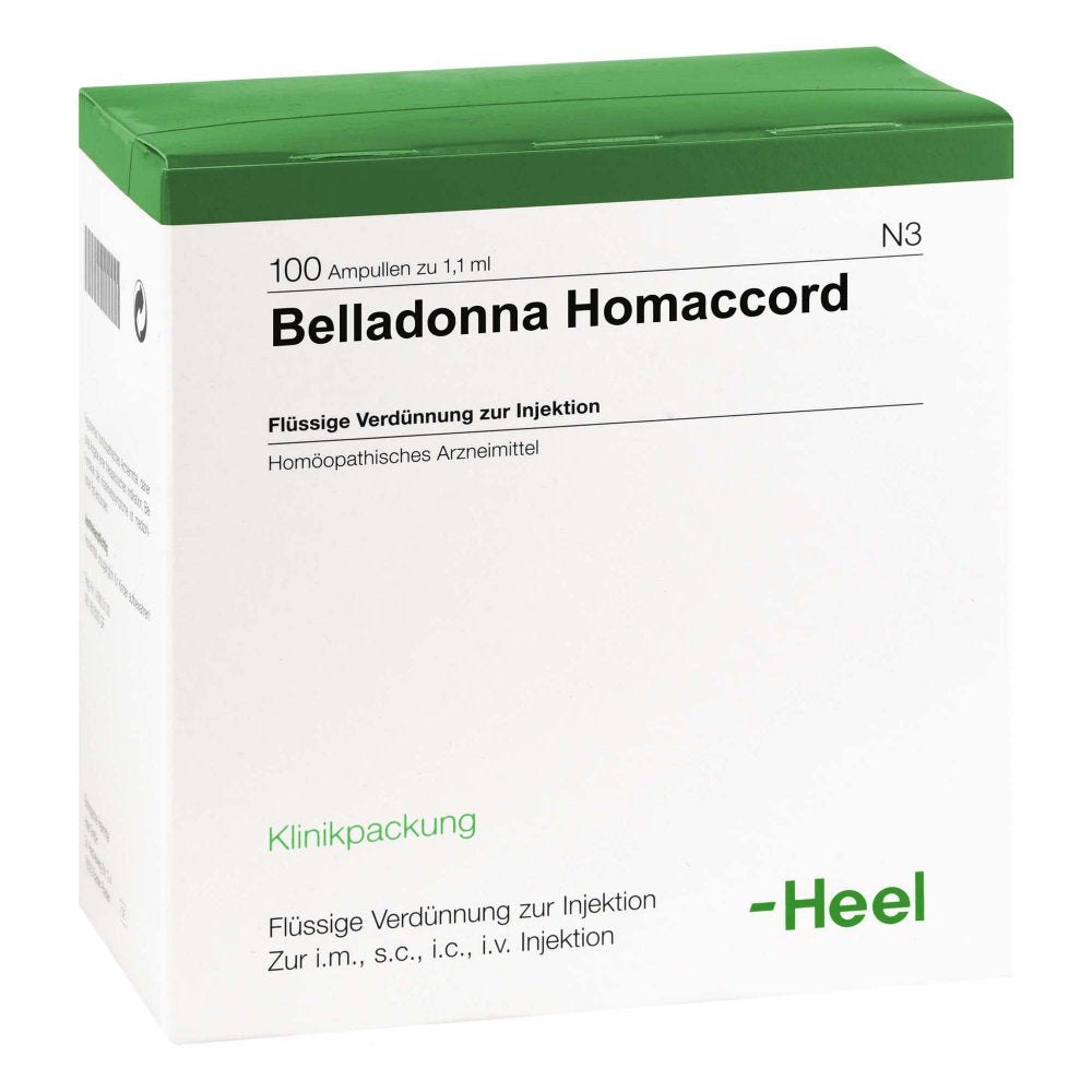 Das Produktfoto zeigt Belladonna Homaccord Ampullen (100 stk) PZN 00113483