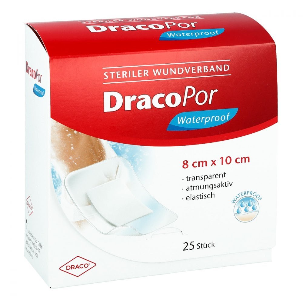 Dracopor Waterproof Wundverband 8x10 Cm Steril (25 stk)