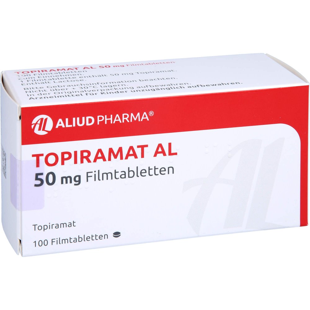 Das Produktfoto zeigt Topiramat Al 50 Mg Filmtabletten (100 stk) PZN 00133988