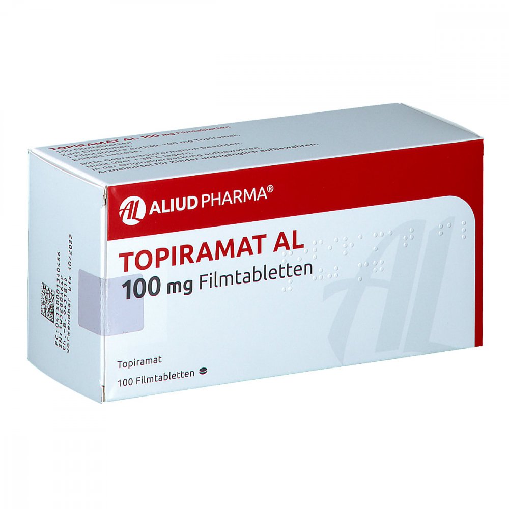 Das Produktfoto zeigt Topiramat Al 100 Mg Filmtabletten (100 stk) PZN 00134048