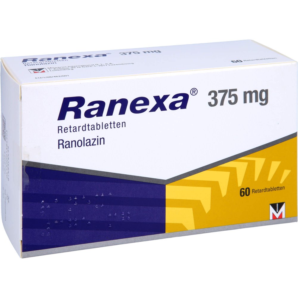Das Produktfoto zeigt Ranexa 375 Mg Retardtabletten (60 stk) PZN 00138690