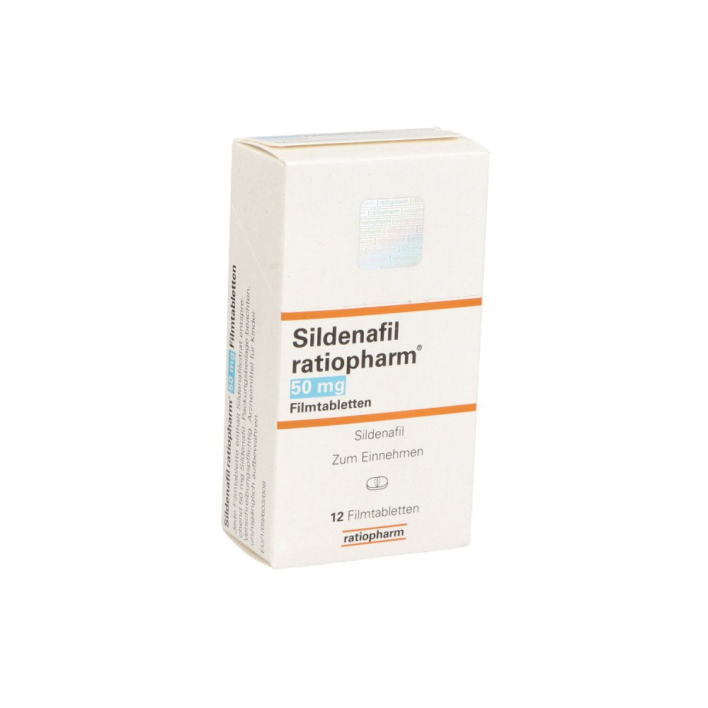 Das Produktfoto zeigt Sildenafil Ratiopharm 50 Mg Filmtabletten (12 stk) PZN 00142510