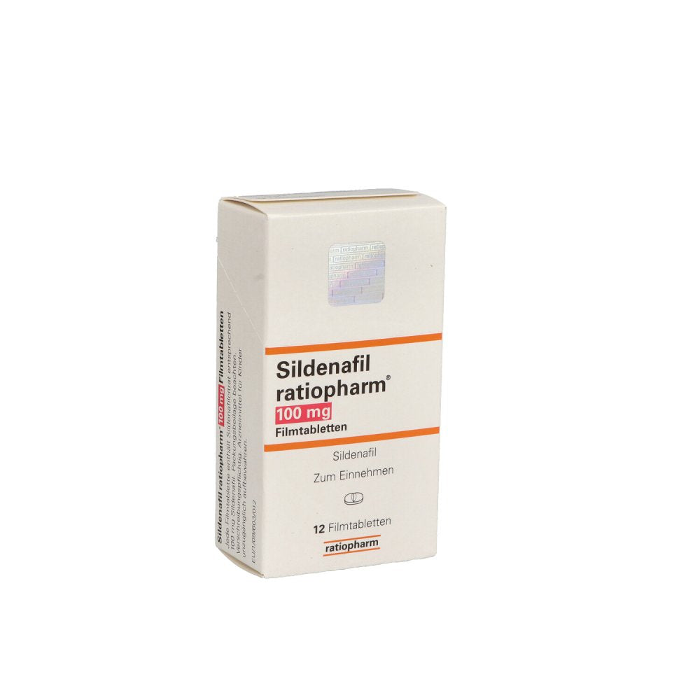 Das Produktfoto zeigt Sildenafil Ratiopharm 100 Mg Filmtabletten (12 stk) PZN 00142728