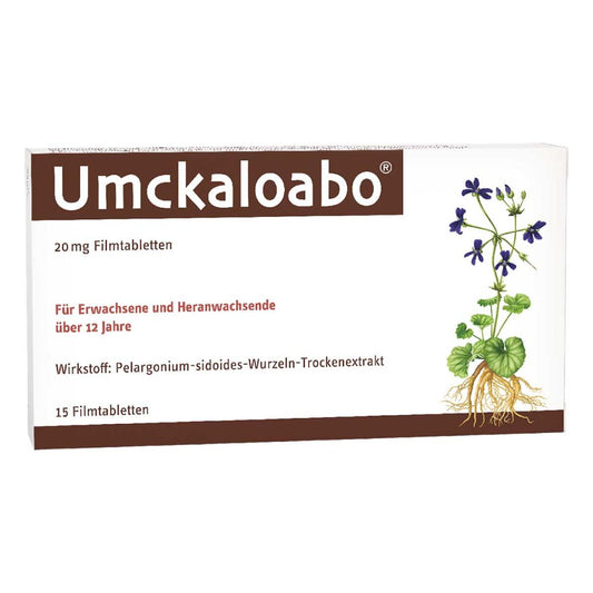 Das Produktfoto zeigt Umckaloabo 20 Mg Filmtabletten (15 stk) PZN 00148814