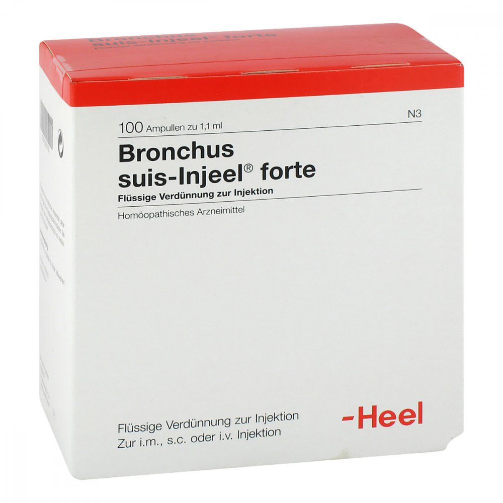 Das Produktfoto zeigt Bronchus Suis Injeel Forte Ampullen (100 stk) PZN 00156765