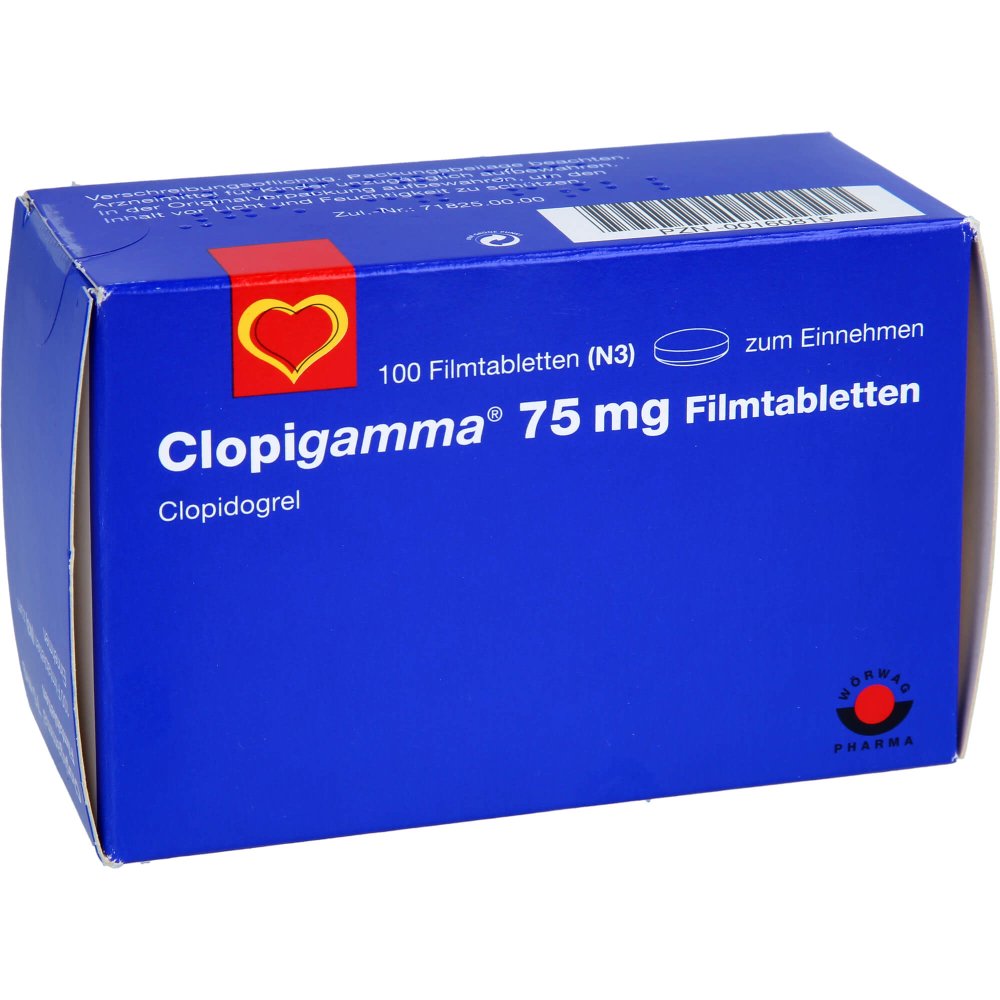 Das Produktfoto zeigt Clopigamma 75 Mg Filmtabletten (100 stk) PZN 00160815