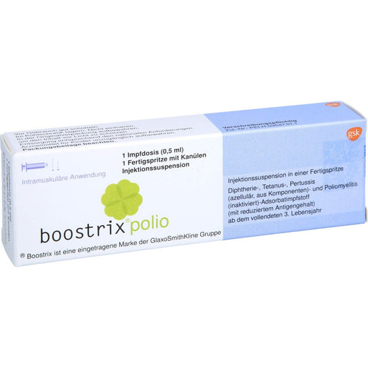 Das Produktfoto zeigt Boostrix Polio Inj.-Susp.I.E.Fertigspr.O.Kanüle (0.5 ml) PZN 00162642