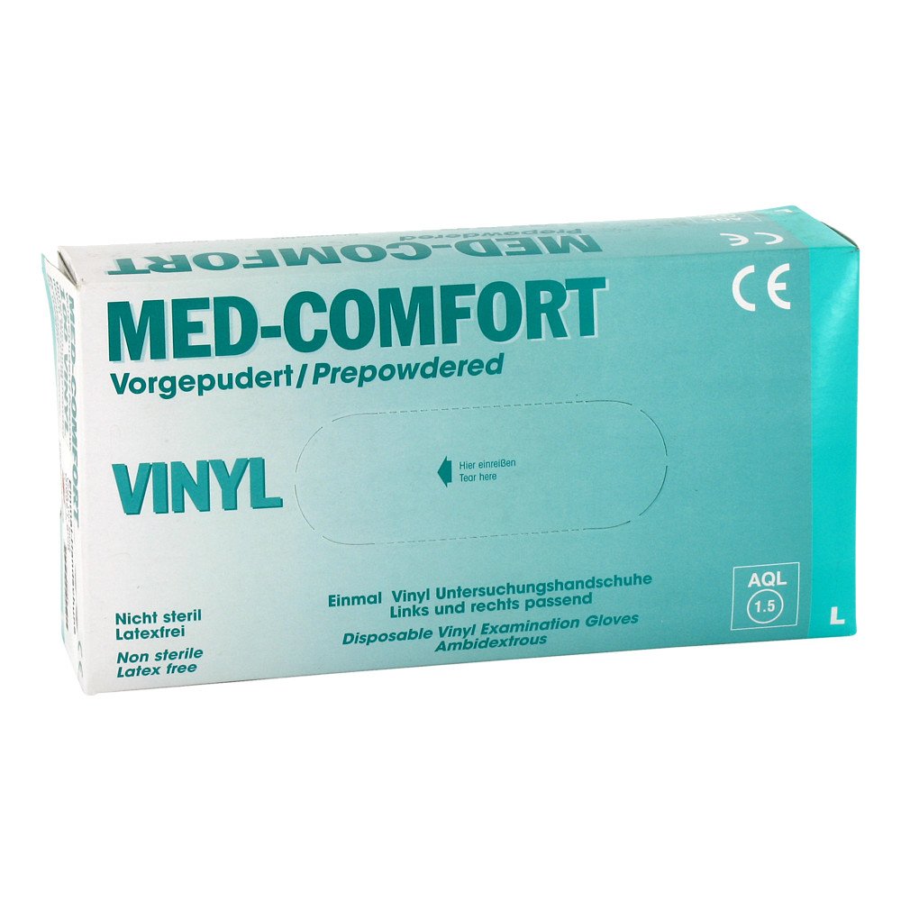 Das Produktfoto zeigt Handschuhe Einmal Vinyl Groß (100 stk) PZN 00164173