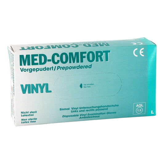 Das Produktfoto zeigt Handschuhe Einmal Vinyl Groß (100 stk) PZN 00164173