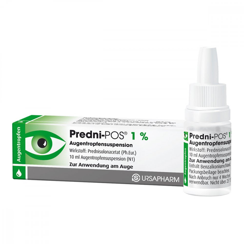 Das Produktfoto zeigt Predni Pos 1% Augentropfen (10 ml) PZN 00165209