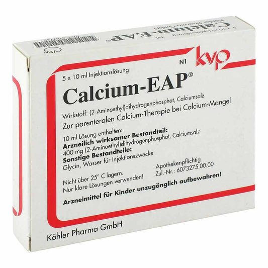 Das Produktfoto zeigt Calcium Eap Ampullen (5X10 ml) PZN 00167792