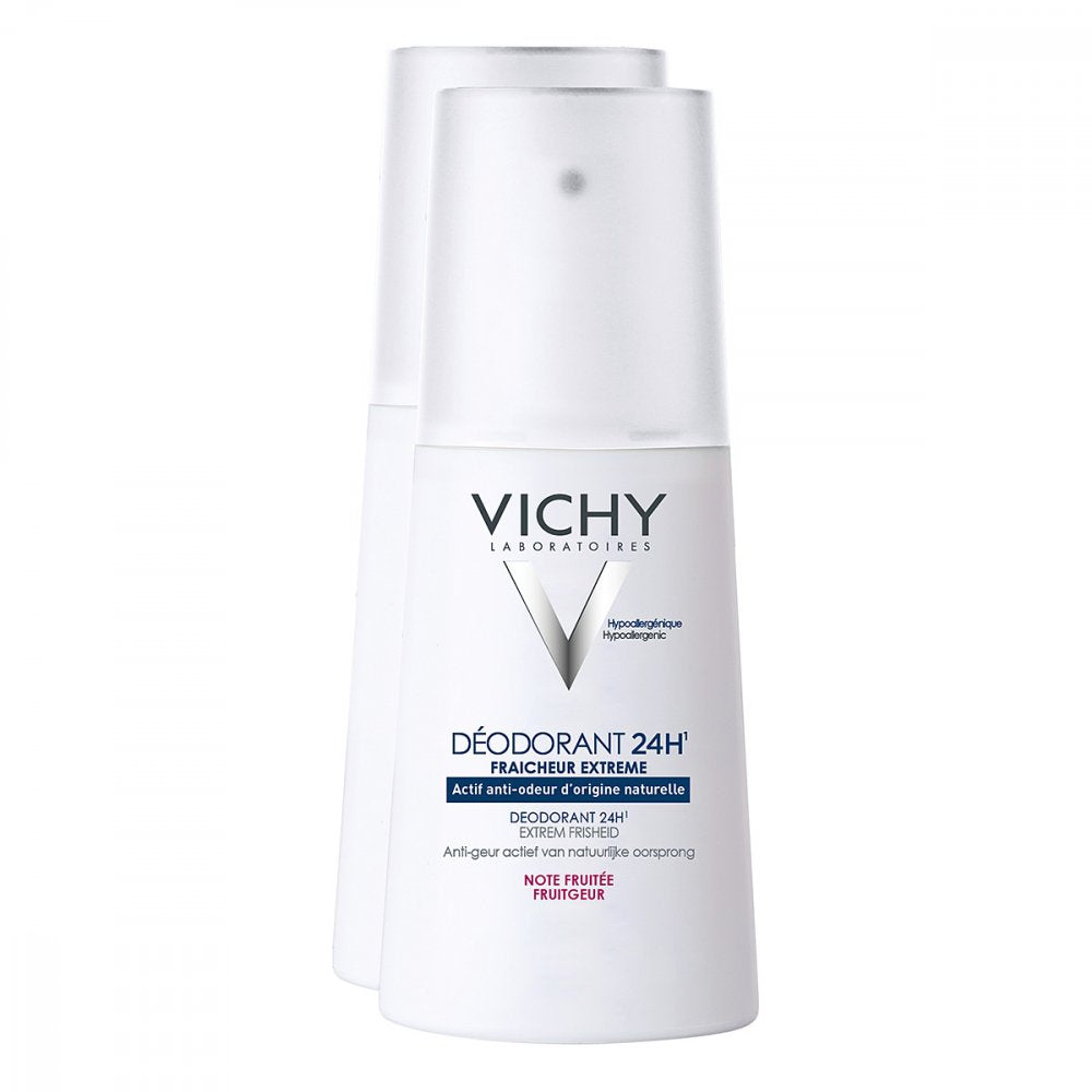 Das Produktfoto zeigt Vichy Deo Pumpzerstäuber Fruchtig Frisch Doppelp. (2X100 ml) PZN 00170908