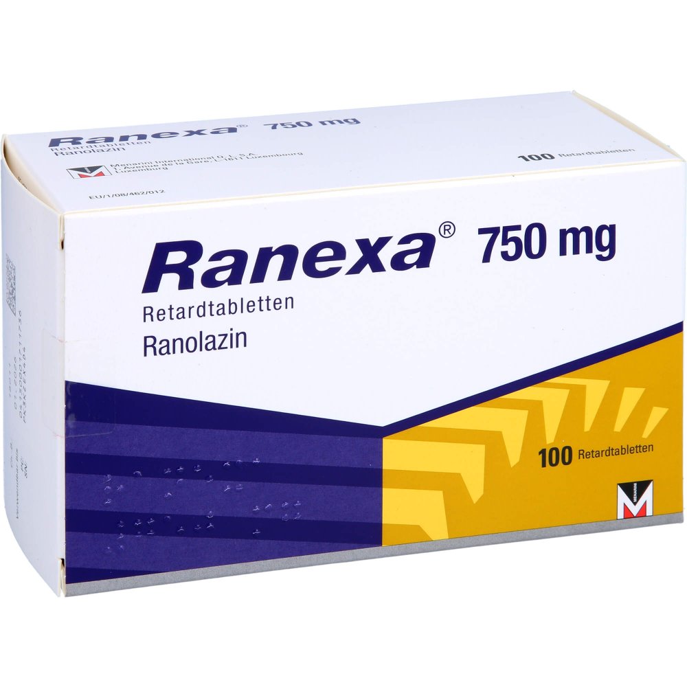 Das Produktfoto zeigt Ranexa 750 Mg Retardtabletten (100 stk) PZN 00171173