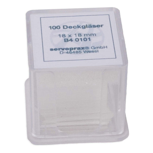 Das Produktfoto zeigt Deckgläser 18x18 Mm (100 stk) PZN 00173172