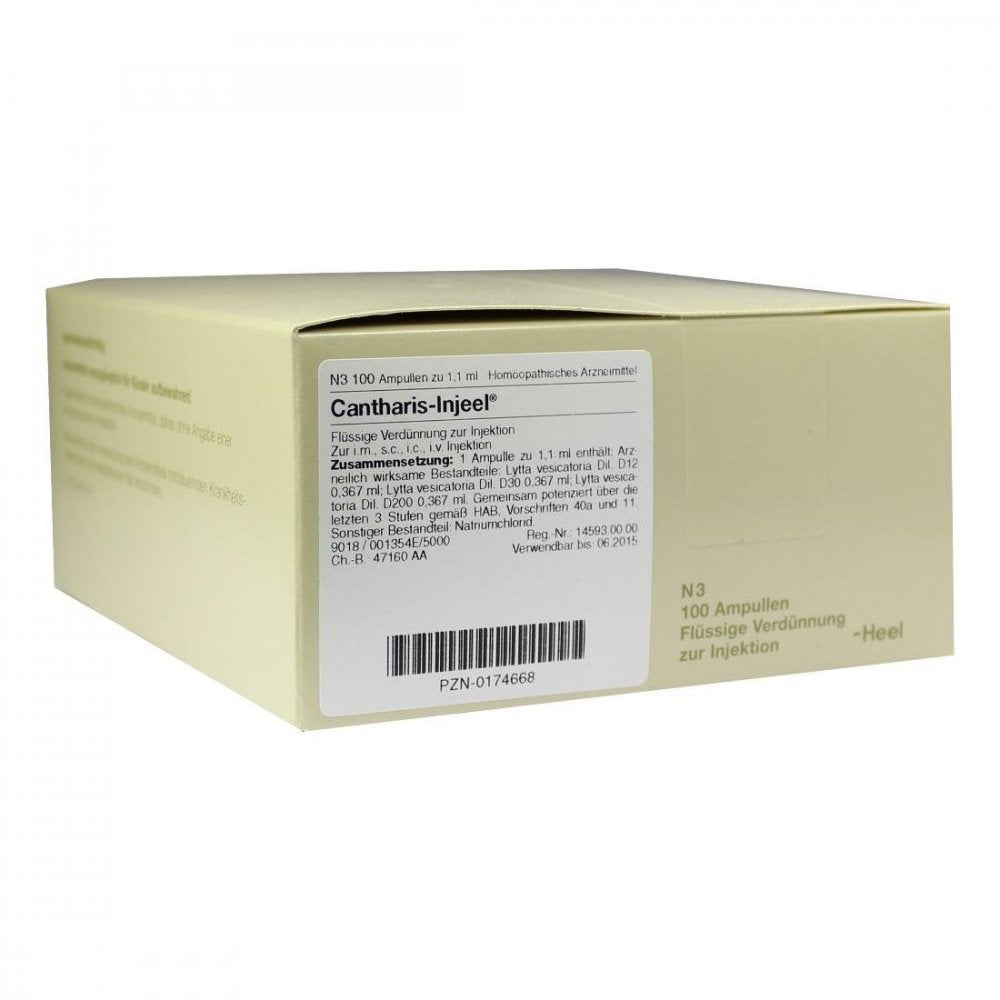 Das Produktfoto zeigt Cantharis Injeel Ampullen (100 stk) PZN 00174668