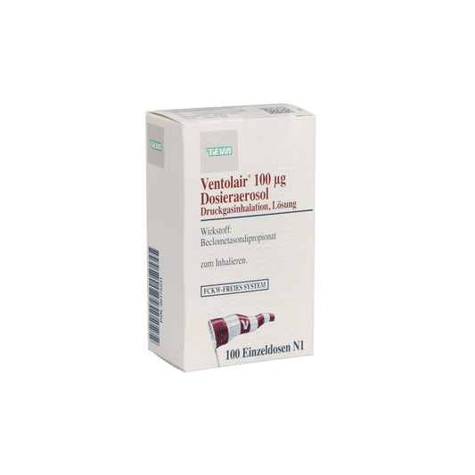 Das Produktfoto zeigt Ventolair 100 Μg 100 Hub Dosieraerosol (1 stk) PZN 00175231