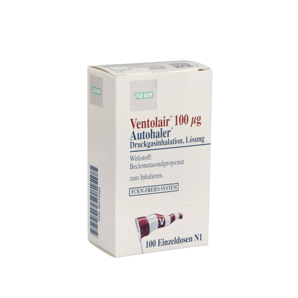 Das Produktfoto zeigt Ventolair 100 Μg 100 Hub Autoh.Dosieraerosol (1 stk) PZN 00175403