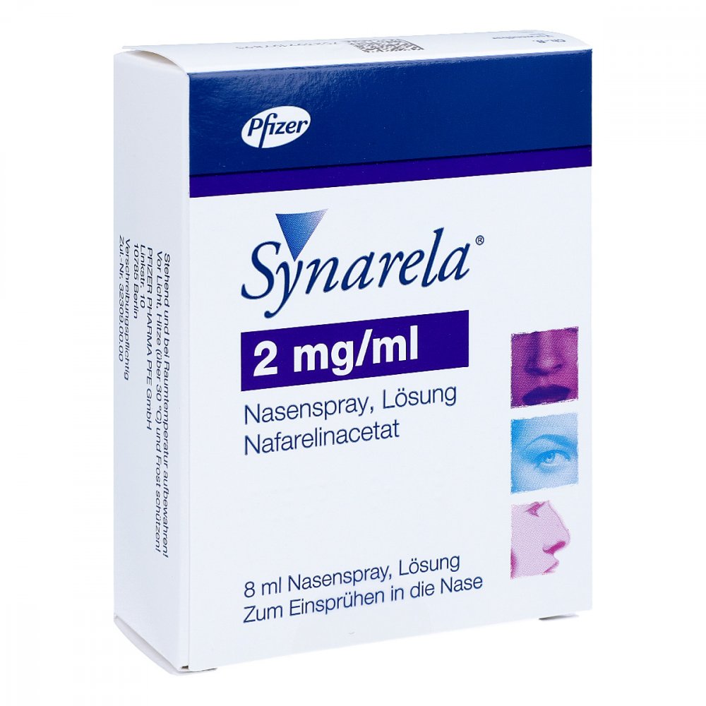 Das Produktfoto zeigt Synarela 2 Mg/Ml Nasenspray (8 ml) PZN 00176785