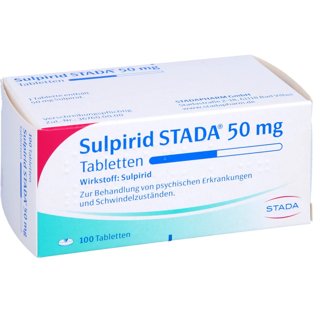 Das Produktfoto zeigt Sulpirid Stada 50 Mg Tabletten (100 stk) PZN 00180628