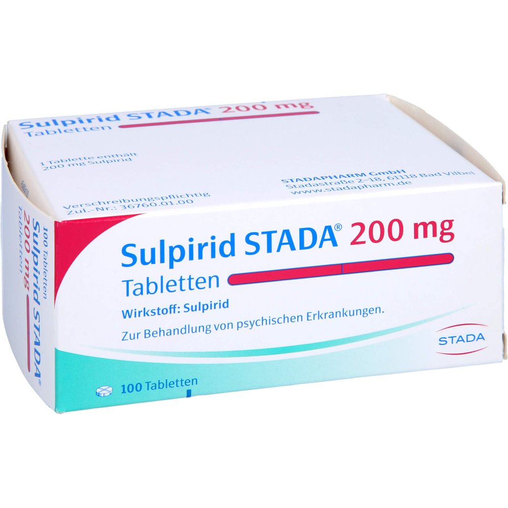 Das Produktfoto zeigt Sulpirid Stada 200 Mg Tabletten (100 stk) PZN 00180657