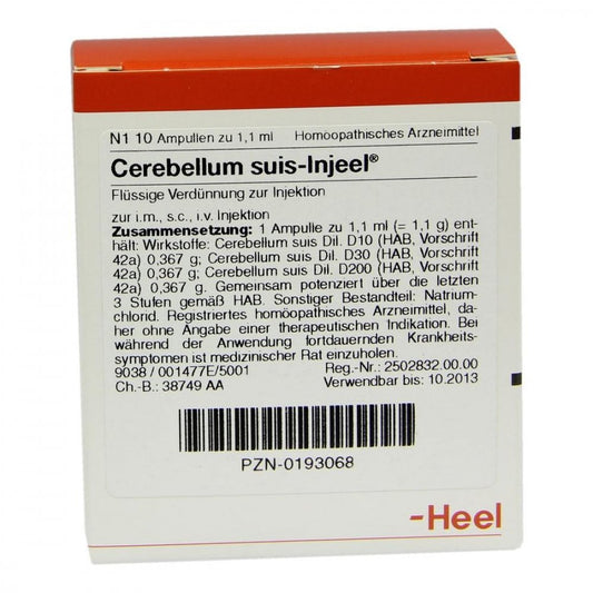 Das Produktfoto zeigt Cerebellum Suis Injeel Ampullen (10 stk) PZN 00193068