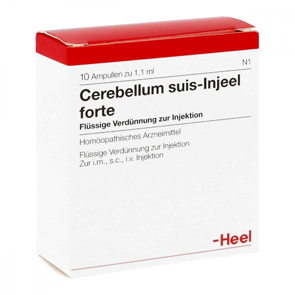 Das Produktfoto zeigt Cerebellum Suis Injeel Forte Ampullen (10 stk) PZN 00193105