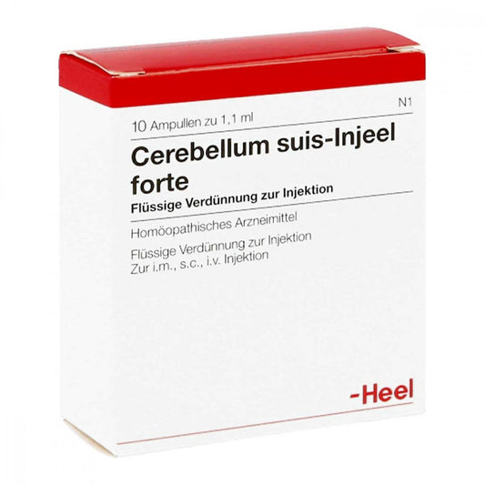 Das Produktfoto zeigt Cerebellum Suis Injeel Forte Ampullen (10 stk) PZN 00193105