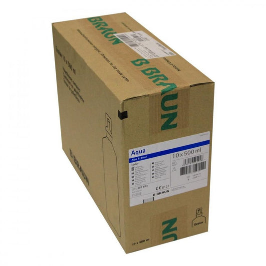 Das Produktfoto zeigt Aqua B.Braun Spüllösung Ecolav (10X500 ml) PZN 00202620