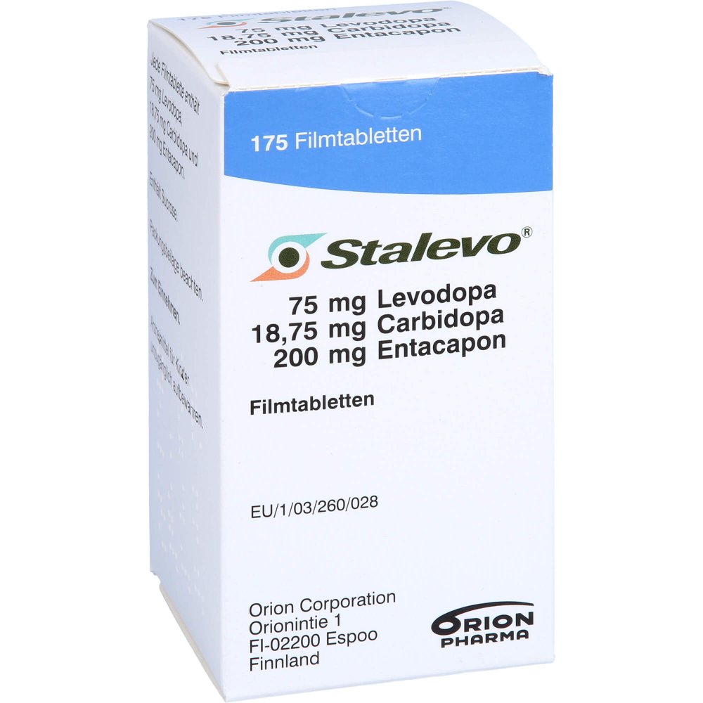 Das Produktfoto zeigt Stalevo 75 Mg/18,75 Mg/200 Mg Filmtabletten (175 stk) PZN 00206411