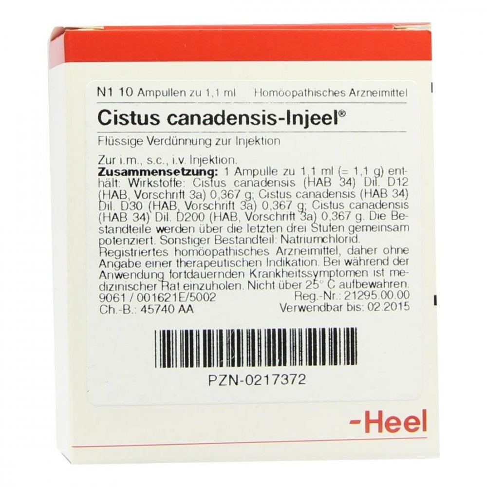Das Produktfoto zeigt Cistus Canadensis Injeel Ampullen (10 stk) PZN 00217372