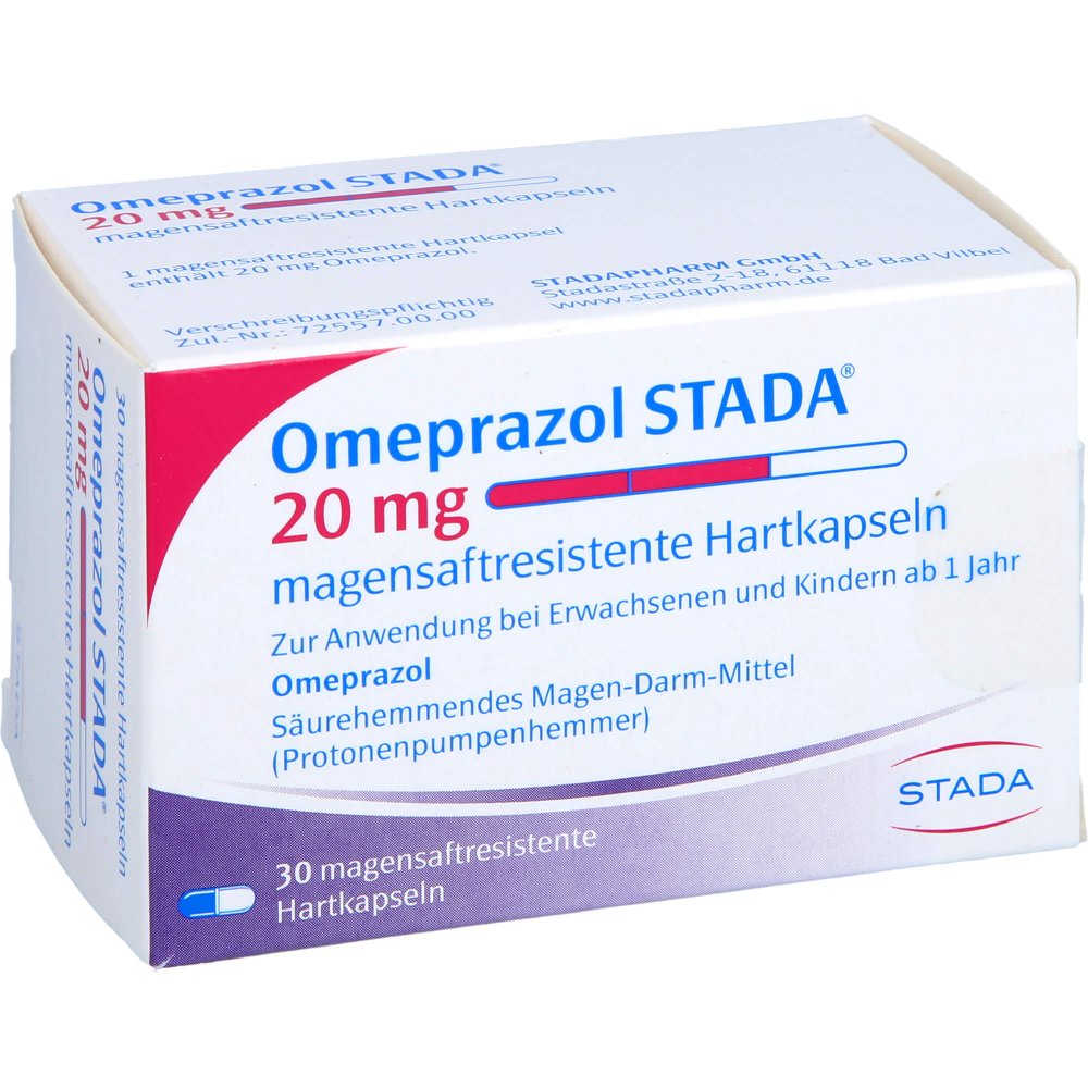 Das Produktfoto zeigt Omeprazol Stada 20 Mg Magensaftresist.Hartkapseln (30 stk) PZN 00225644