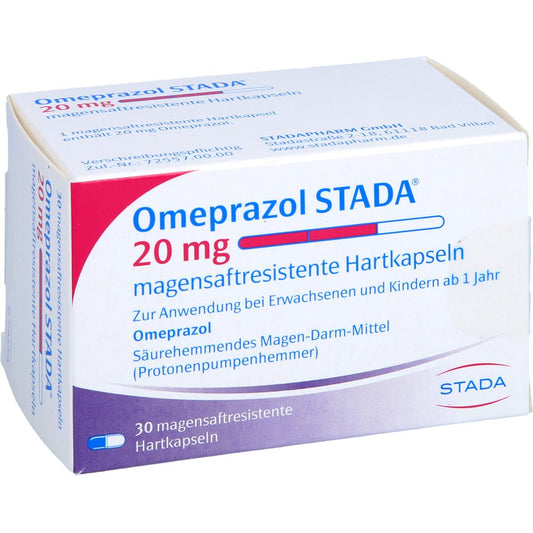 Das Produktfoto zeigt Omeprazol Stada 20 Mg Magensaftresist.Hartkapseln (30 stk) PZN 00225644