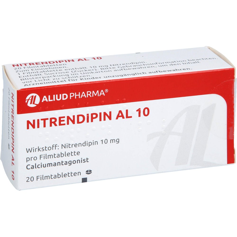 Das Produktfoto zeigt Nitrendipin Al 10 Filmtabletten (20 stk) PZN 00227784