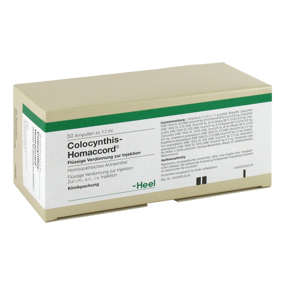 Das Produktfoto zeigt Colocynthis Homaccord Ampullen (50 stk) PZN 00228536