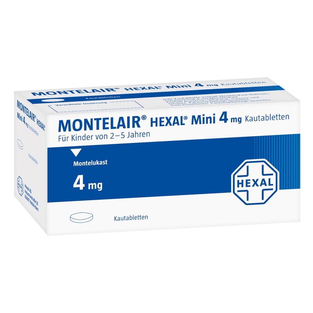 Das Produktfoto zeigt Montelair Hexal Mini 4 Mg Kautabletten (100 stk) PZN 00232704