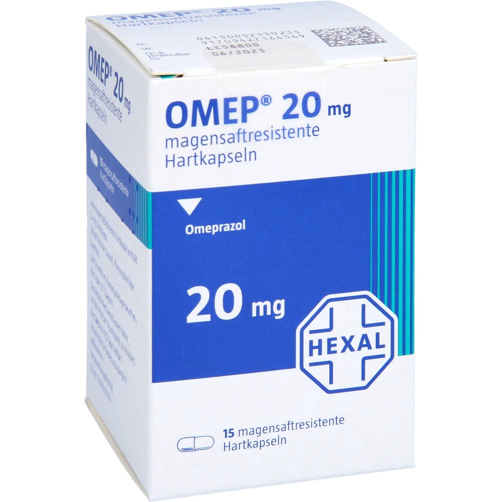 Das Produktfoto zeigt Omep 20 Mg Magensaftresistente Hartkapseln (15 stk) PZN 00233023