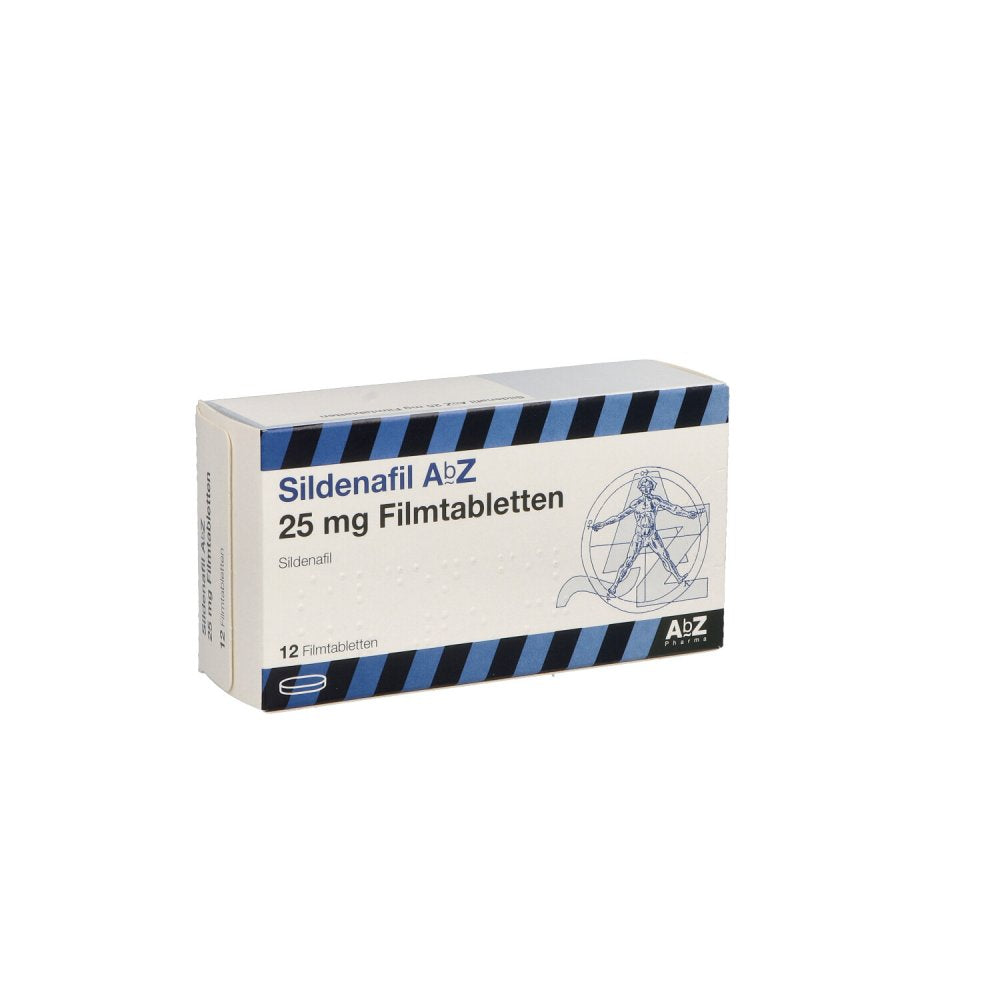 Das Produktfoto zeigt Sildenafil Abz 25 Mg Filmtabletten (12 stk) PZN 00234494
