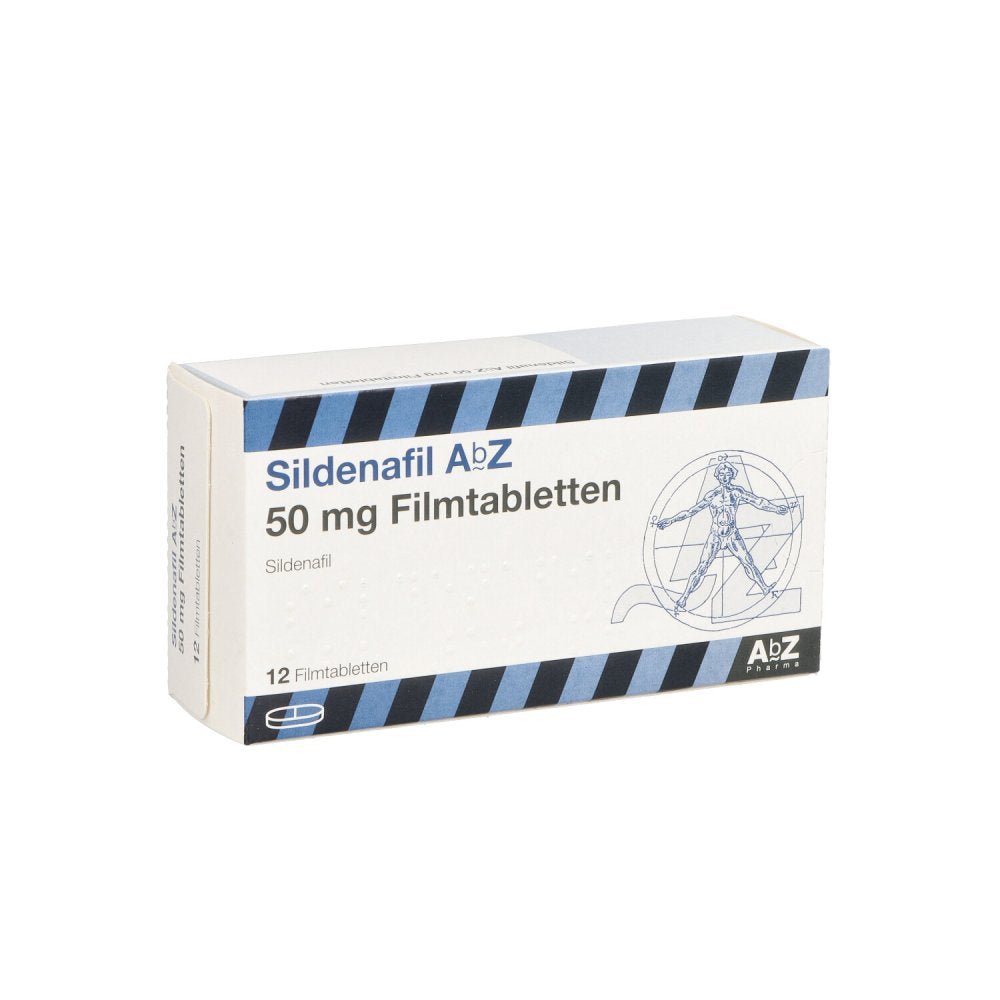 Das Produktfoto zeigt Sildenafil Abz 50 Mg Filmtabletten (12 stk) PZN 00234554