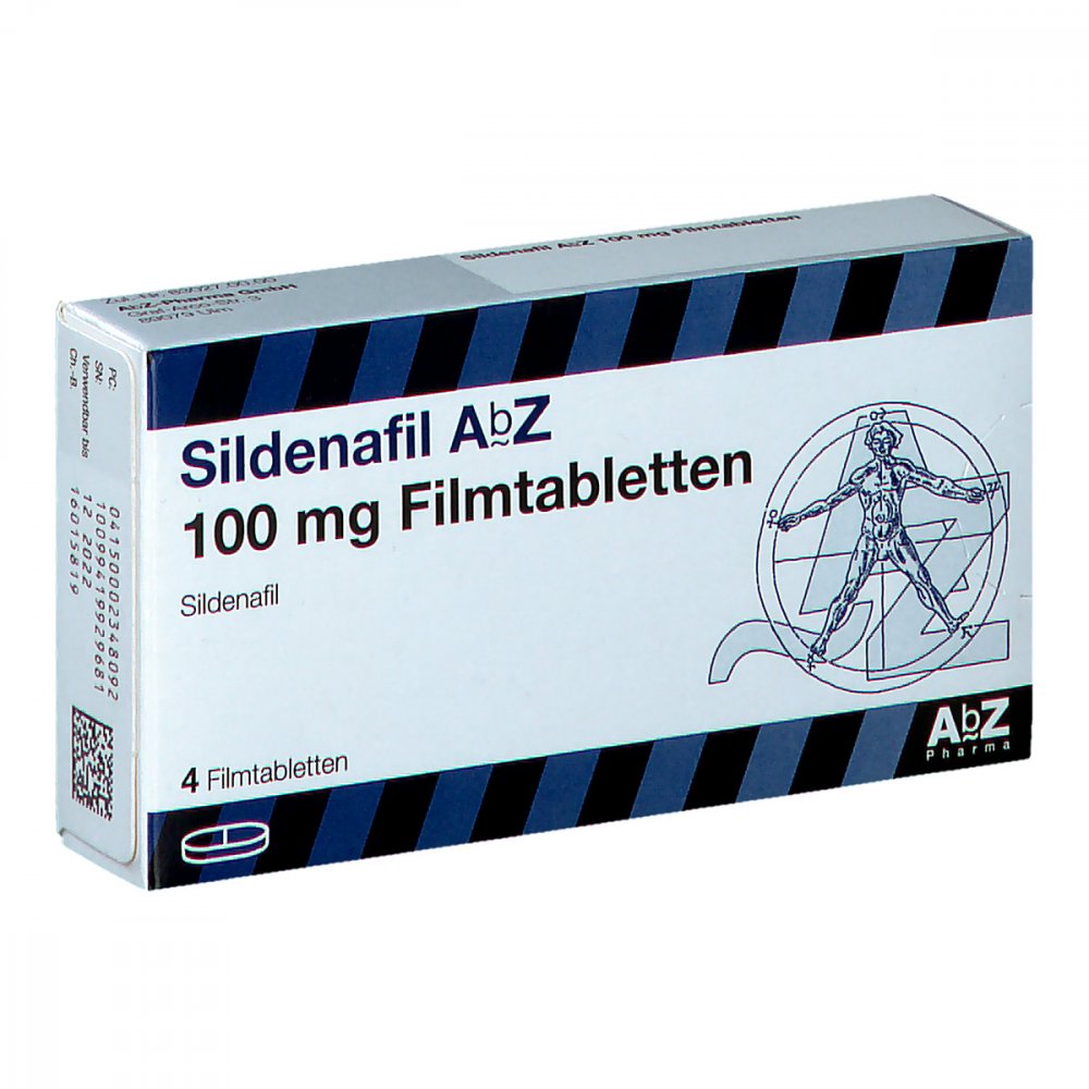 Das Produktfoto zeigt Sildenafil Abz 100 Mg Filmtabletten (4 stk) PZN 00234809