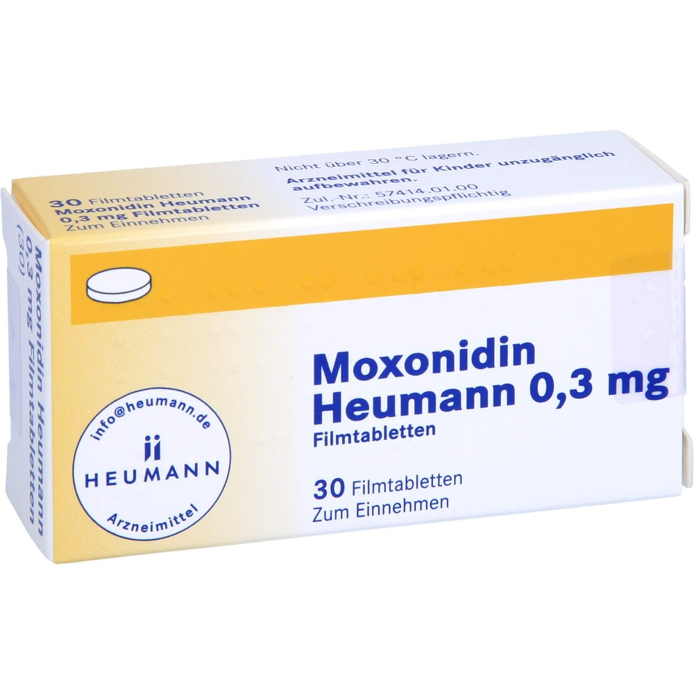 Das Produktfoto zeigt Moxonidin Heumann 0,3 Mg Filmtabletten (30 stk) PZN 00238552