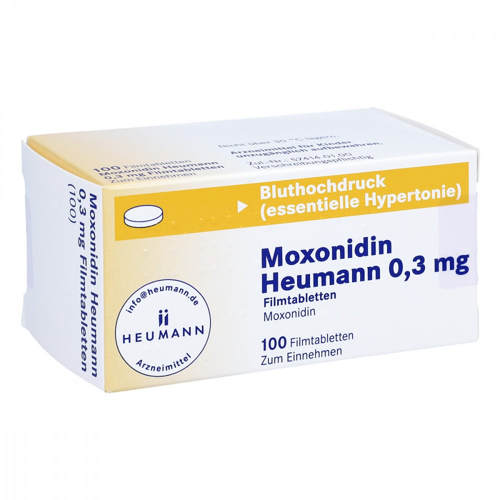 Das Produktfoto zeigt Moxonidin Heumann 0,3 Mg Filmtabletten (100 stk) PZN 00239155