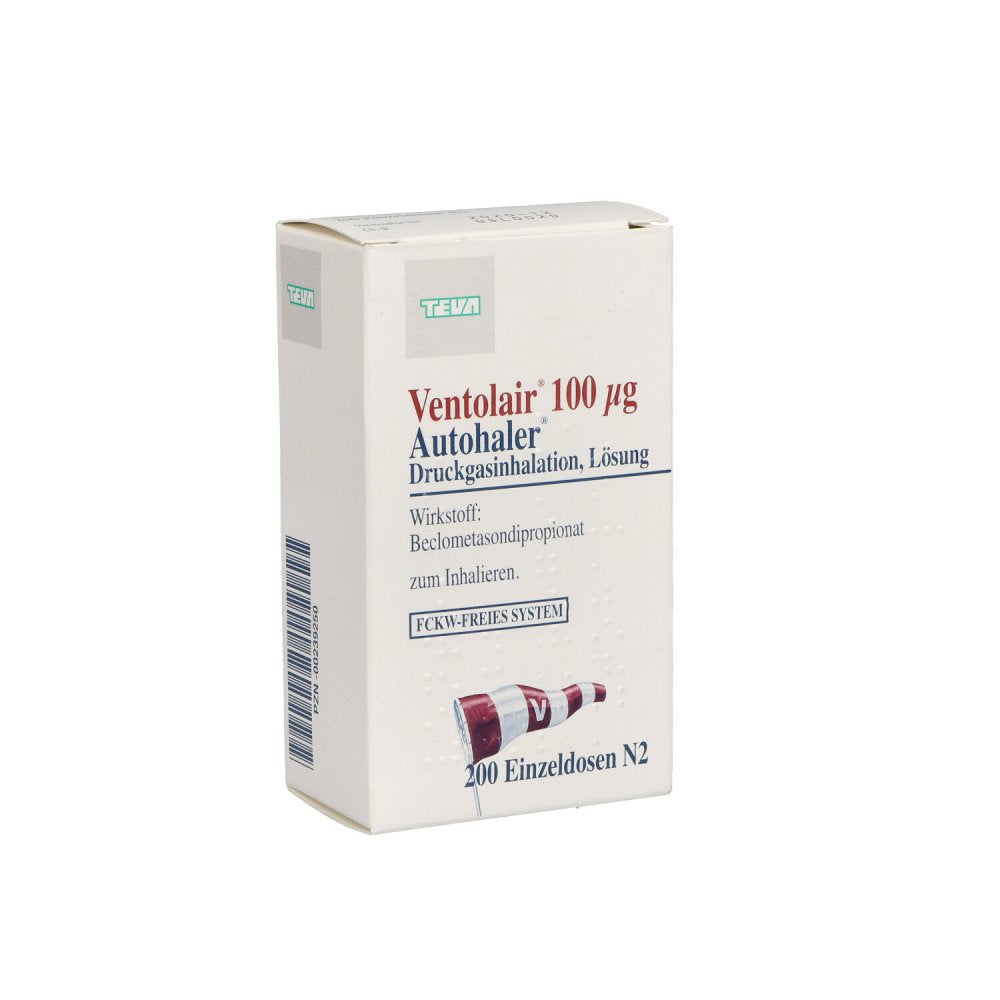 Das Produktfoto zeigt Ventolair 100 Μg 200 Hub Autoh.Dosieraerosol (1 stk) PZN 00239250