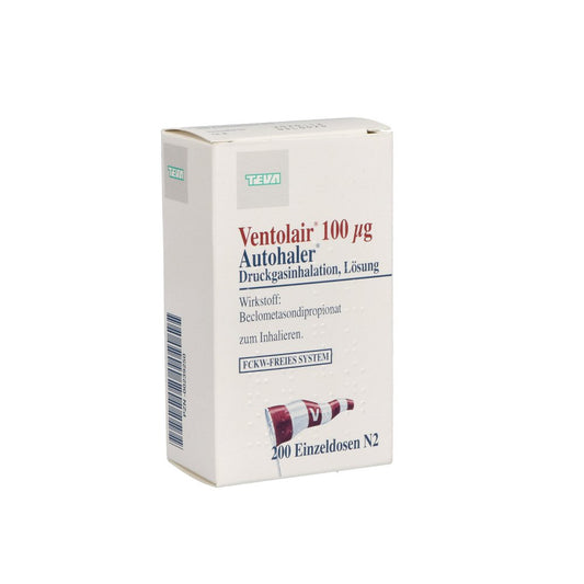 Das Produktfoto zeigt Ventolair 100 Μg 200 Hub Autoh.Dosieraerosol (1 stk) PZN 00239250