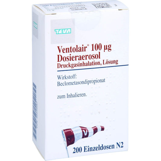 Das Produktfoto zeigt Ventolair 100 Μg 200 Hub Dosieraerosol (1 stk) PZN 00239267