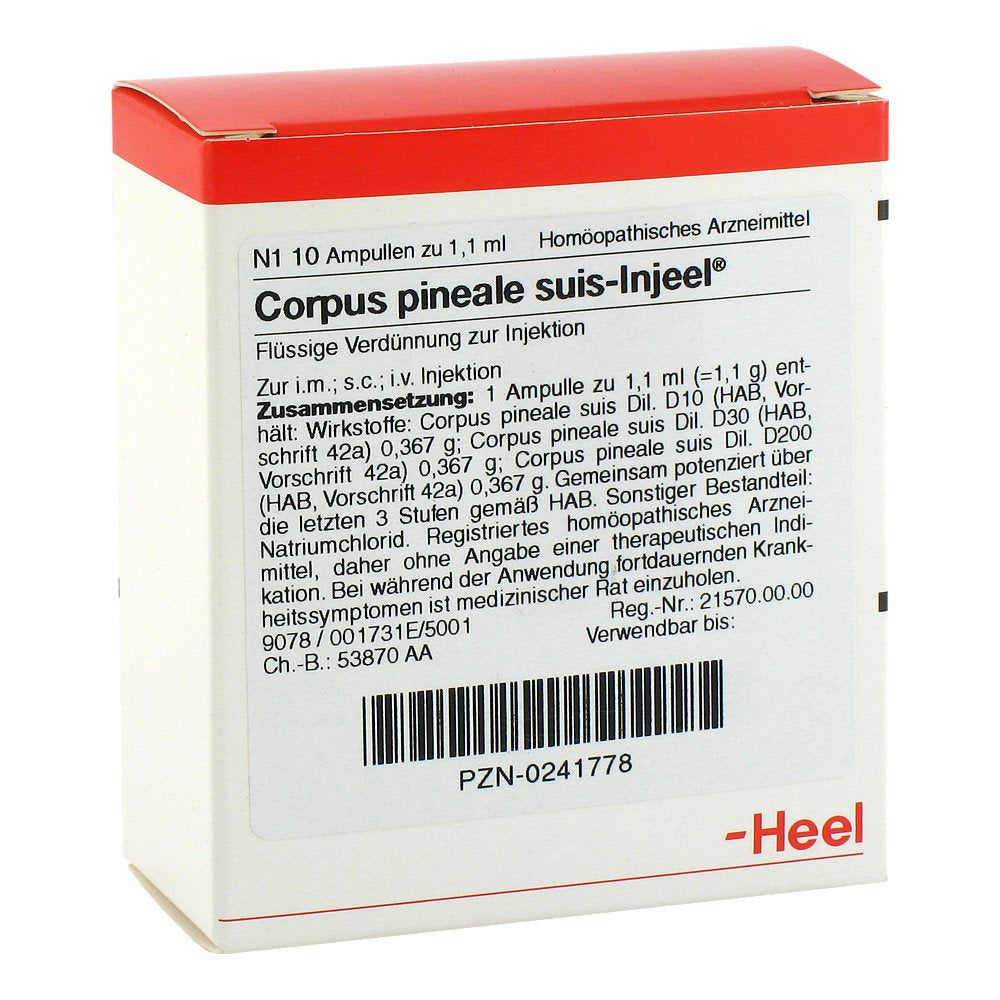 Das Produktfoto zeigt Corpus Pineale Suis Injeel Ampullen (10 stk) PZN 00241778