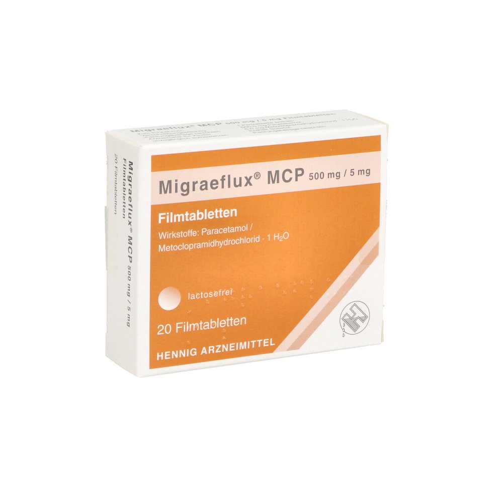 Das Produktfoto zeigt Migraeflux Mcp Filmtabletten (20 stk) PZN 00244216