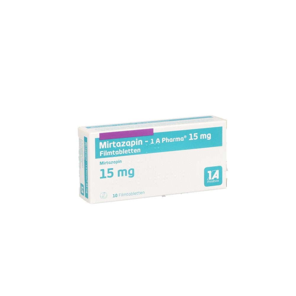Das Produktfoto zeigt Mirtazapin-1a Pharma 15 Mg Filmtabletten (10 stk) PZN 00250027