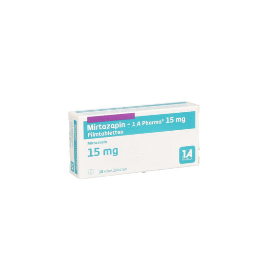 Das Produktfoto zeigt Mirtazapin-1a Pharma 15 Mg Filmtabletten (10 stk) PZN 00250027